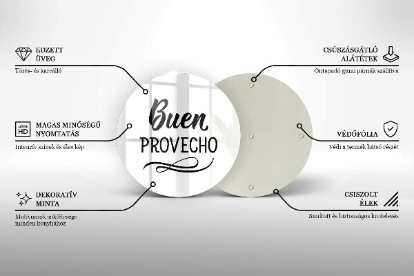 Kuchynská doska veľká zo skla Buen provecho