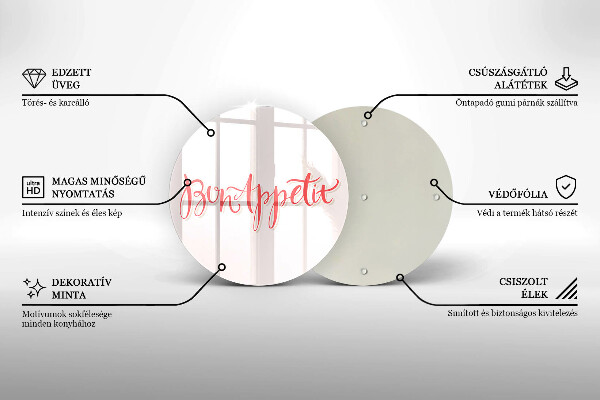 Kuchynská doska veľká zo skla Kuchynský nápis Bon Appetit