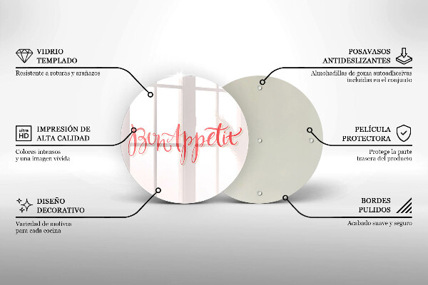 Kuchynská doska veľká zo skla Kuchynský nápis Bon Appetit