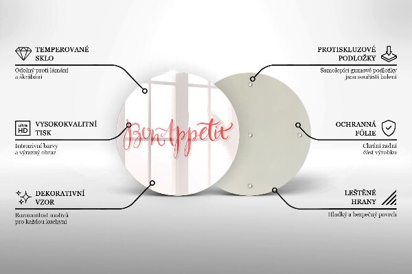 Kuchynská doska veľká zo skla Kuchynský nápis Bon Appetit