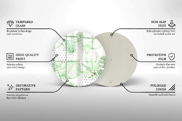 Kuchynská doska veľká zo skla Akvarelové listy