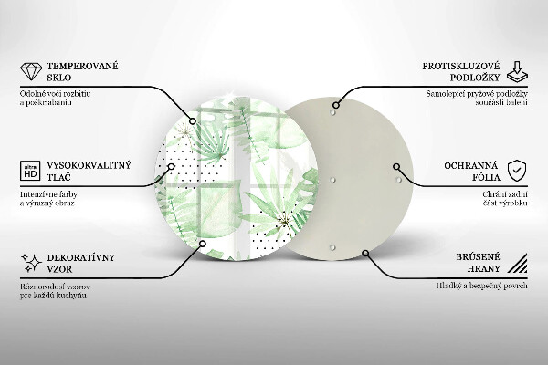 Kuchynská doska veľká zo skla Akvarelové listy