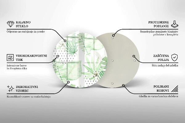 Kuchynská doska veľká zo skla Akvarelové listy