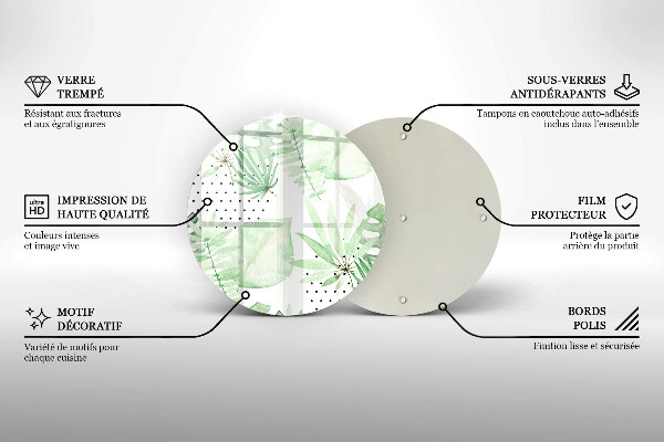 Kuchynská doska veľká zo skla Akvarelové listy