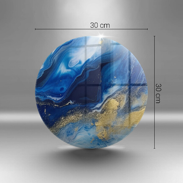 Kuchynská doska veľká zo skla Modrý mramor a zlato