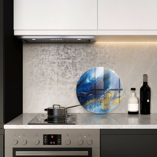 Kuchynská doska veľká zo skla Modrý mramor a zlato