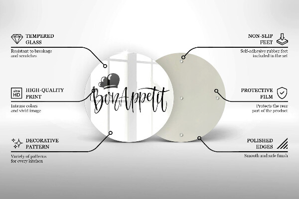 Kuchynská doska zo skla Nápis Bon Appetit