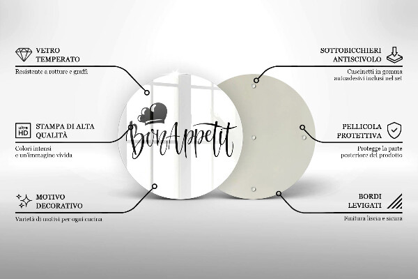 Kuchynská doska zo skla Nápis Bon Appetit
