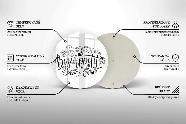 Kuchynská doska zo skla Nápis Bon Appetit