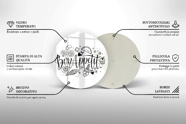 Kuchynská doska zo skla Nápis Bon Appetit