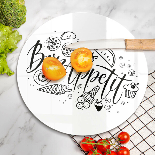 Kuchynská doska zo skla Nápis Bon Appetit