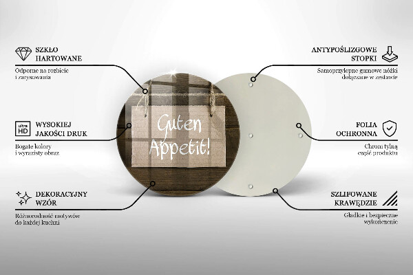 Kuchynská doska zo skla Nápis Guten Apetit na doskách