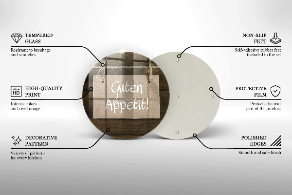 Kuchynská doska zo skla Nápis Guten Apetit na doskách