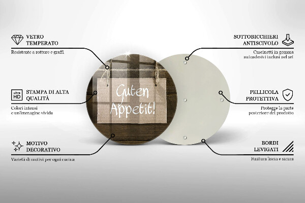 Kuchynská doska zo skla Nápis Guten Apetit na doskách