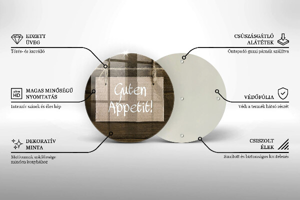 Kuchynská doska zo skla Nápis Guten Apetit na doskách