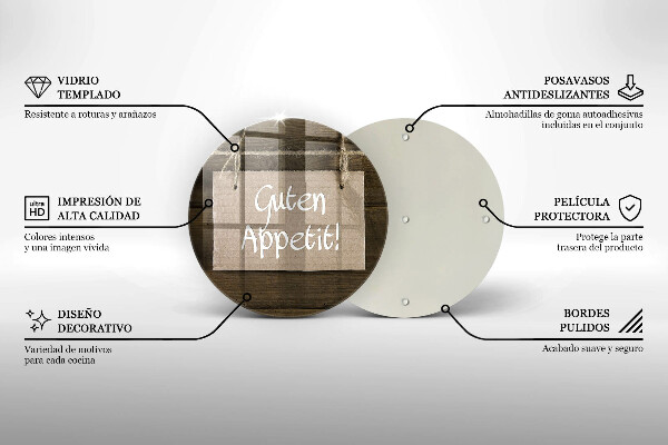 Kuchynská doska zo skla Nápis Guten Apetit na doskách