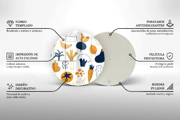 Kuchynská doska zo skla Jedlo ilustrácie