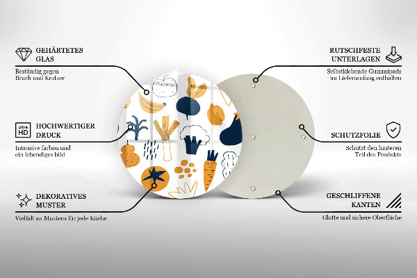 Kuchynská doska zo skla Jedlo ilustrácie