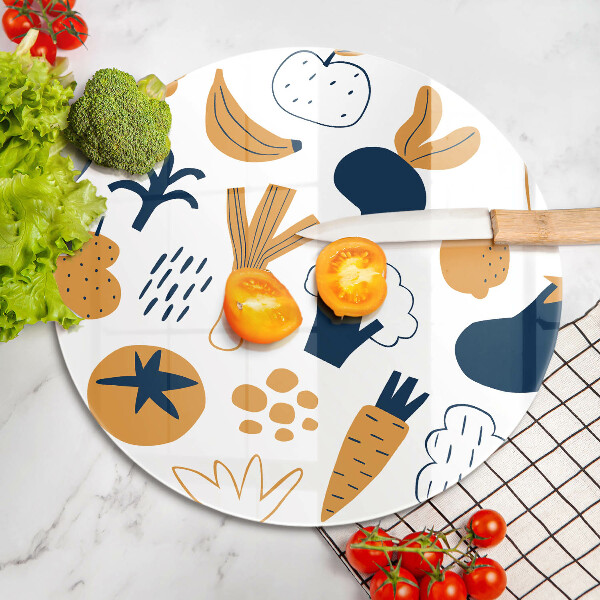 Kuchynská doska zo skla Jedlo ilustrácie