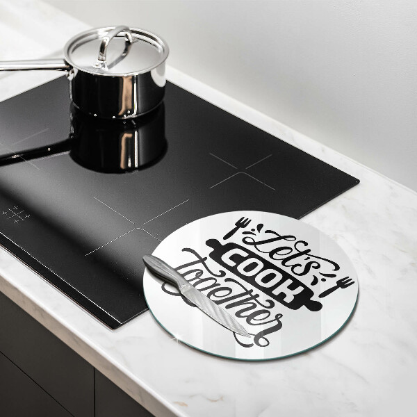 Kuchynská doska zo skla Napis Let's cook together