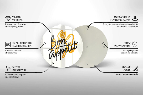 Kuchynská doska zo skla Nápis Bon Appetit