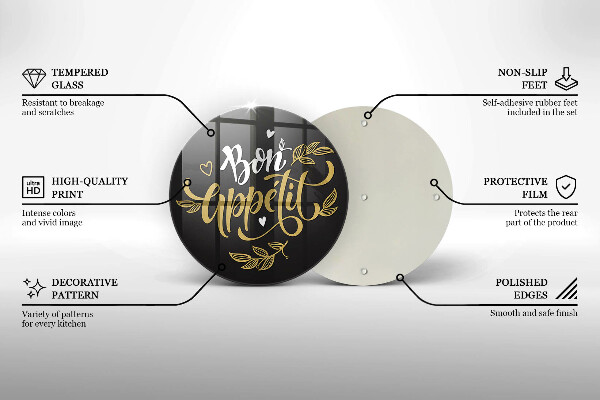 Kuchynská doska zo skla Nápis Bon Appetit