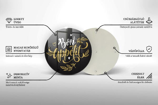 Kuchynská doska zo skla Nápis Bon Appetit