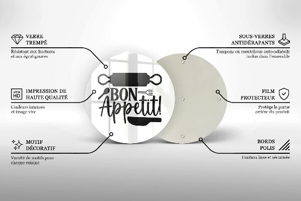Kuchynská doska zo skla Nápis Bon Appetit
