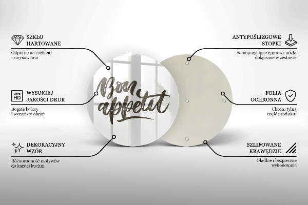 Kuchynská doska zo skla Nápis Bon Appetit