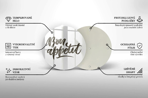 Kuchynská doska zo skla Nápis Bon Appetit