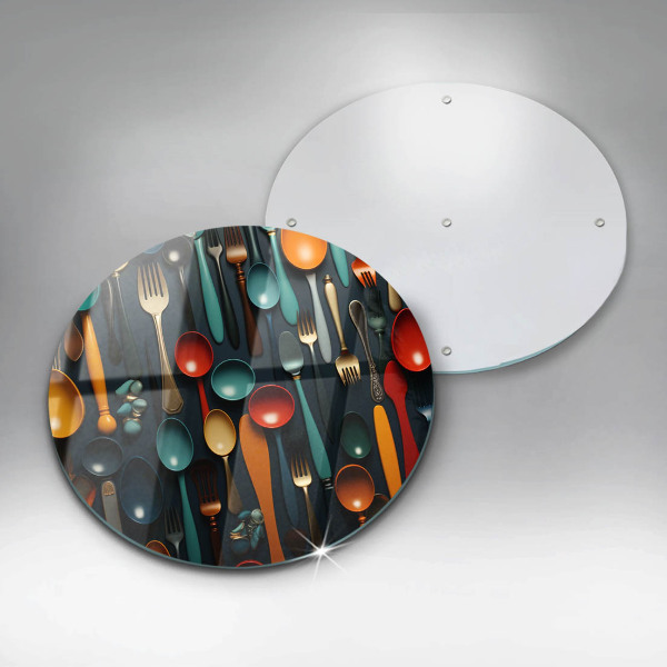 Kuchynská doska zo skla Farebné lyžice a vidličky