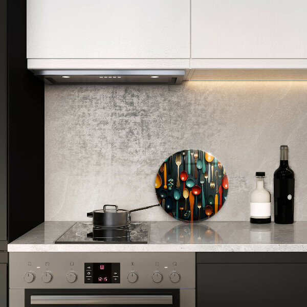 Kuchynská doska zo skla Farebné lyžice a vidličky