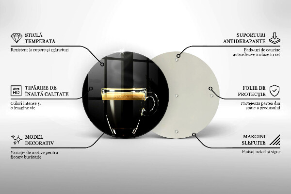 Kuchynská doska zo skla Pohárik čiernej kávy