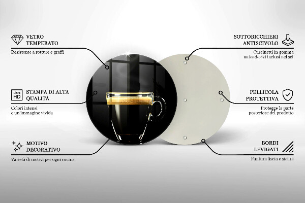 Kuchynská doska zo skla Pohárik čiernej kávy
