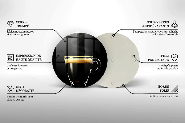 Kuchynská doska zo skla Pohárik čiernej kávy