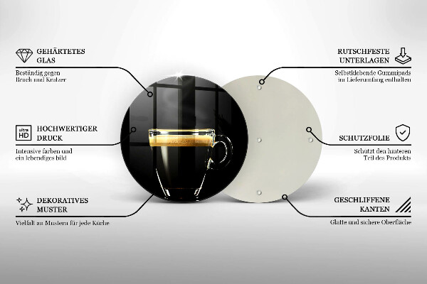 Kuchynská doska zo skla Pohárik čiernej kávy
