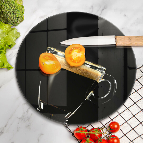 Kuchynská doska zo skla Pohárik čiernej kávy