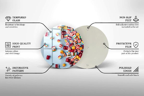 Kuchynská doska zo skla Farebné cukríky