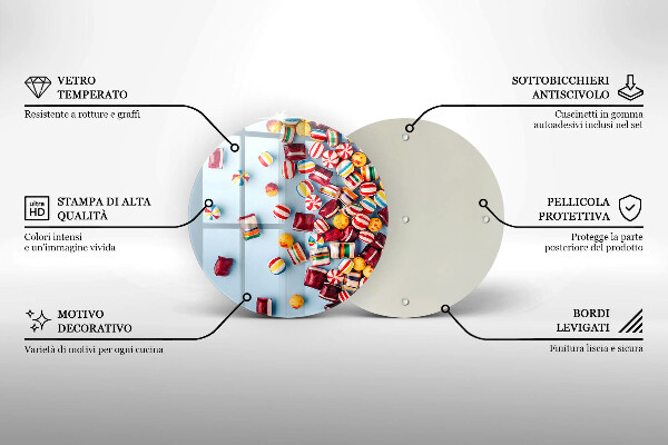 Kuchynská doska zo skla Farebné cukríky