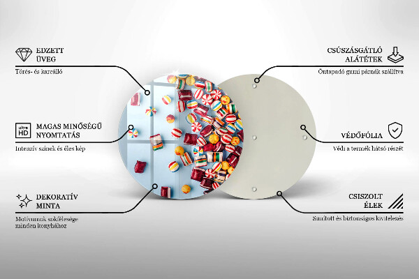 Kuchynská doska zo skla Farebné cukríky