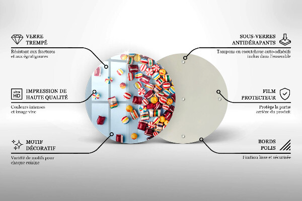 Kuchynská doska zo skla Farebné cukríky