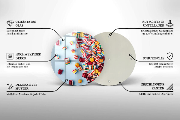 Kuchynská doska zo skla Farebné cukríky