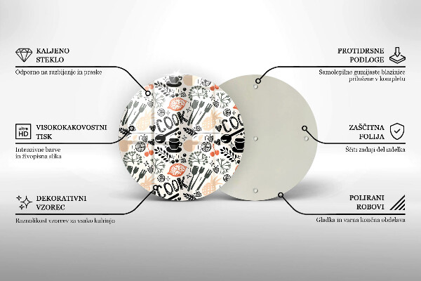 Kuchynská doska zo skla Kreslený kuchynský motív