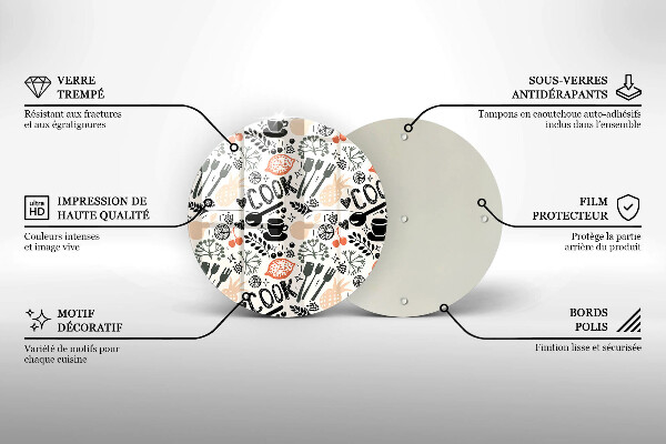Kuchynská doska zo skla Kreslený kuchynský motív