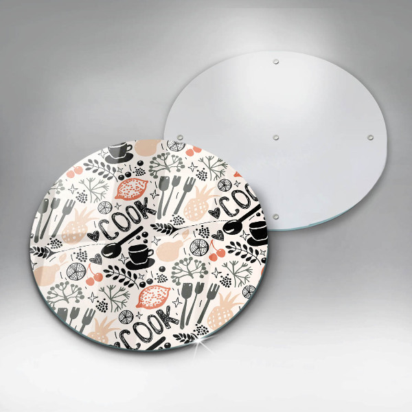 Kuchynská doska zo skla Kreslený kuchynský motív