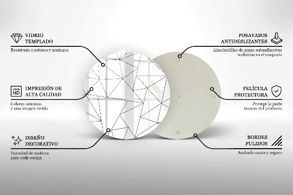 Kuchynská doska zo skla Biele trojuholníky