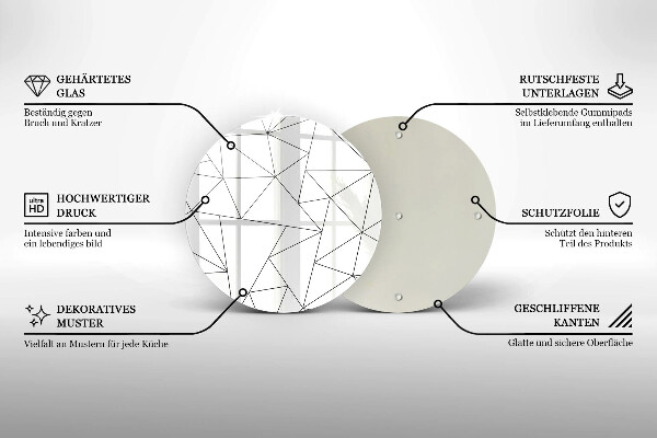 Kuchynská doska zo skla Biele trojuholníky