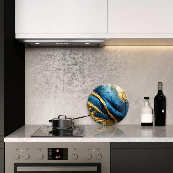 Kuchynská doska zo skla Modrý a zlatý mramor