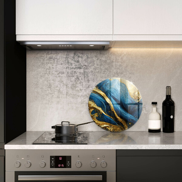 Kuchynská doska zo skla Modrý a zlatý mramor