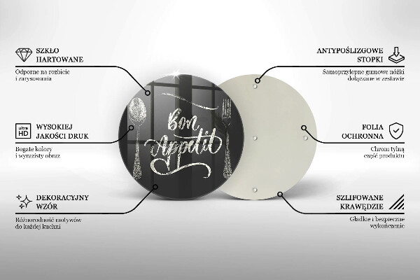 Kuchynská doska zo skla Nápis Bon Appetit